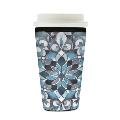 Mexpekil Wiederverwendbare Eiskaffeehülle für heiße und kalte Getränke, isolierte Neopren-Getränkehüllen, passend für 473 - 510 ml, Grau / Blau Mexpekil Wiederverwendbare Eiskaffeehülle für heiße und kalte Getränke, isolierte Neopren-Getränkehüllen, passend für 473 - 510 ml, Grau / Blau von Mexpekil