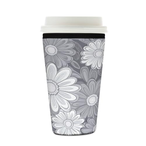 Mexpekil Wiederverwendbare Eiskaffeehülle für heiße und kalte Getränke, isolierte Neopren-Getränkehüllen, passend für 473 - 510 ml, Grau / Weiß Mexpekil Wiederverwendbare Eiskaffeehülle für heiße und kalte Getränke, isolierte Neopren-Getränkehüllen, passend für 473 - 510 ml, Grau / Weiß von Mexpekil