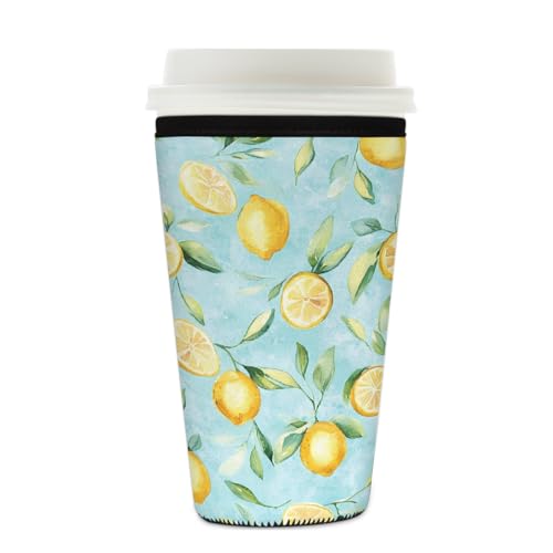 Mexpekil Wiederverwendbare Eiskaffeehülle für heiße und kalte Getränke, isolierte Neopren-Getränkehüllen, passend für 625 - 680 ml, Blaugrün von Mexpekil