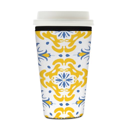 Mexpekil Wiederverwendbare Eiskaffeehülle für heiße und kalte Getränke, isolierte Neopren-Getränkehüllen, passend für 625 - 680 ml, Gelb / Blau Mexpekil Wiederverwendbare Eiskaffeehülle für heiße und kalte Getränke, isolierte Neopren-Getränkehüllen, passend für 625 - 680 ml, Gelb / Blau von Mexpekil