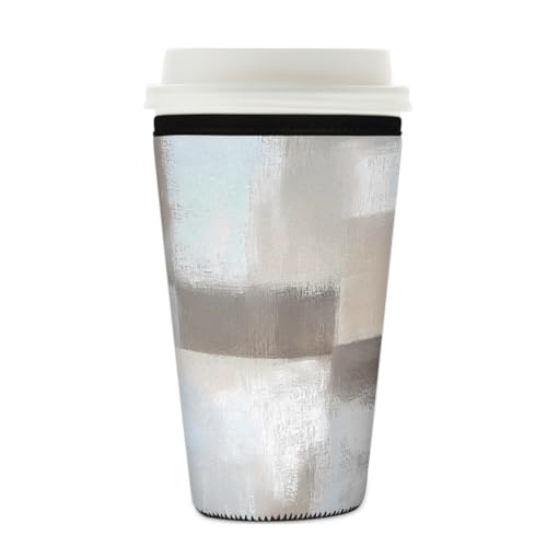 Mexpekil Wiederverwendbare Eiskaffeehülle für heiße und kalte Getränke, isolierte Neopren-Getränkehüllen, passend für 625 - 680 ml, Grau / Beige Mexpekil Wiederverwendbare Eiskaffeehülle für heiße und kalte Getränke, isolierte Neopren-Getränkehüllen, passend für 625 - 680 ml, Grau / Beige von Mexpekil