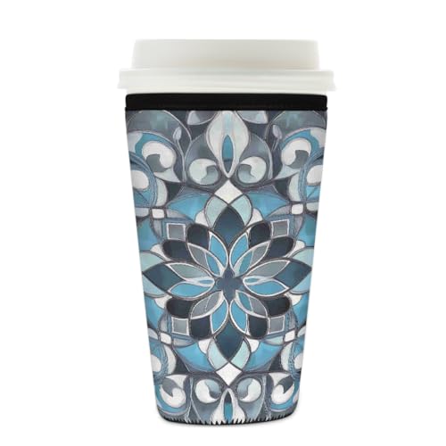 Mexpekil Wiederverwendbare Eiskaffeehülle für heiße und kalte Getränke, isolierte Neopren-Getränkehüllen, passend für 625 - 680 ml, Grau / Blau Mexpekil Wiederverwendbare Eiskaffeehülle für heiße und kalte Getränke, isolierte Neopren-Getränkehüllen, passend für 625 - 680 ml, Grau / Blau von Mexpekil