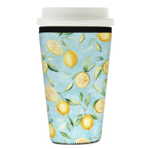 Mexpekil Wiederverwendbare Eiskaffeehülle für heiße und kalte Getränke, isolierte Neopren-Getränkehüllen, passend für 740 - 800 ml, Blaugrün von Mexpekil