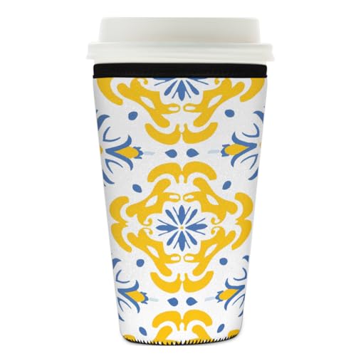 Mexpekil Wiederverwendbare Eiskaffeehülle für heiße und kalte Getränke, isolierte Neopren-Getränkehüllen, passend für 740 - 800 ml, Gelb / Blau Mexpekil Wiederverwendbare Eiskaffeehülle für heiße und kalte Getränke, isolierte Neopren-Getränkehüllen, passend für 740 - 800 ml, Gelb / Blau von Mexpekil
