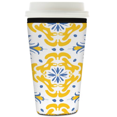 Mexpekil Wiederverwendbare Eiskaffeehülle für heiße und kalte Getränke, isolierte Neopren-Getränkehüllen, passend für 900 ml, Gelb / Blau Mexpekil Wiederverwendbare Eiskaffeehülle für heiße und kalte Getränke, isolierte Neopren-Getränkehüllen, passend für 900 ml, Gelb / Blau von Mexpekil