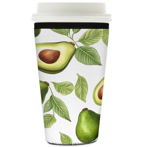 Mexpekil Wiederverwendbare Eiskaffeehülle mit Avocado-Muster für heiße und kalte Getränke, isolierte Neopren-Getränkehüllen, passend für 907 ml Mexpekil Wiederverwendbare Eiskaffeehülle mit Avocado-Muster für heiße und kalte Getränke, isolierte Neopren-Getränkehüllen, passend für 907 ml von Mexpekil