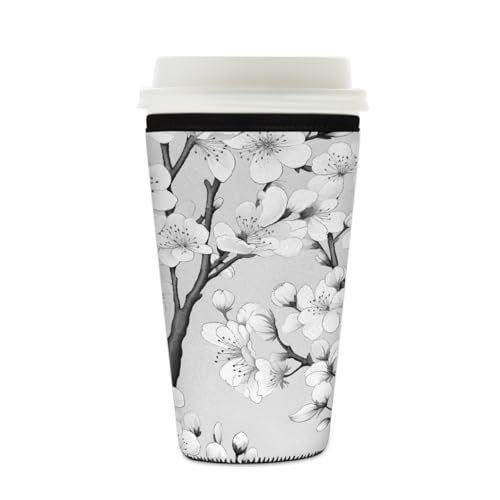 Mexpekil Wiederverwendbare Eiskaffeehülle mit japanischer Kirschblüte für heiße und kalte Getränke, isolierte Neopren-Getränkehüllen, passend für 473 - 510 ml Mexpekil Wiederverwendbare Eiskaffeehülle mit japanischer Kirschblüte für heiße und kalte Getränke, isolierte Neopren-Getränkehüllen, passend für 473 - 510 ml von Mexpekil