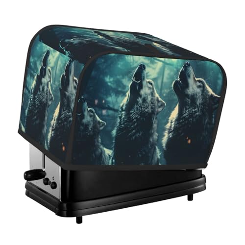 Mexpekil Wildlife Heulender Wolf Toaster Abdeckung 2 Scheiben Brotbackmaschine Abdeckung Wasserdicht Küche Kleingerät Staubdichte Abdeckungen Toaster Ofen Schutz Frauen Geschenk von Mexpekil