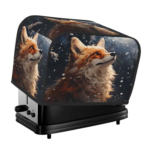 Mexpekil Winter Schnee Fuchs Malerei Toaster Abdeckung 2 Scheiben Brotbackmaschine Abdeckung Wasserdicht Küche Kleingerät Staubdichte Abdeckungen Toaster Ofen Schutz Frauen Geschenk von Mexpekil