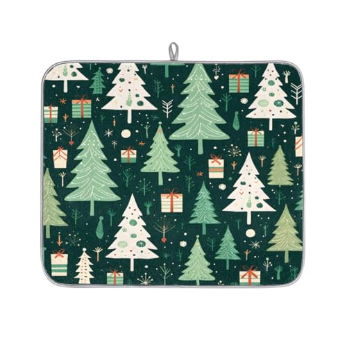 Mexpekil Xmax Mikrofaser-Abtropfmatte für Küche, Bäume und Geschenke, Abtropfmatte, Kaffeemaschine, saugfähige Abtropfpads für Spüle, Kaffeebar, 40,6 x 45,7 cm von Mexpekil