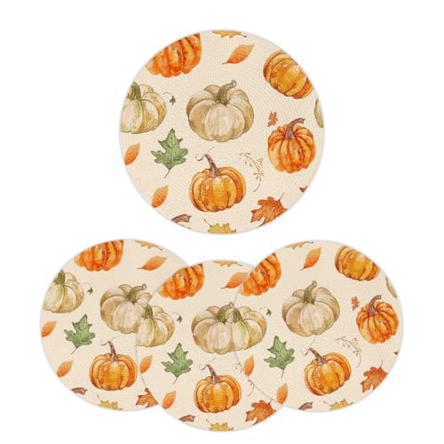 Runde Tischsets und Untersetzer, Herbst-Kürbisblätter, 4er-Set, Herbst-Thanksgiving-Ernte, gewebte Platzsets, hitzebeständig, waschbar, Tischmatten für Esstisch, Küche, Zuhause, Party, Restaurant, 38 Runde Tischsets und Untersetzer, Herbst-Kürbisblätter, 4er-Set, Herbst-Thanksgiving-Ernte, gewebte Platzsets, hitzebeständig, waschbar, Tischmatten für Esstisch, Küche, Zuhause, Party, Restaurant, 38 von Mexpekil