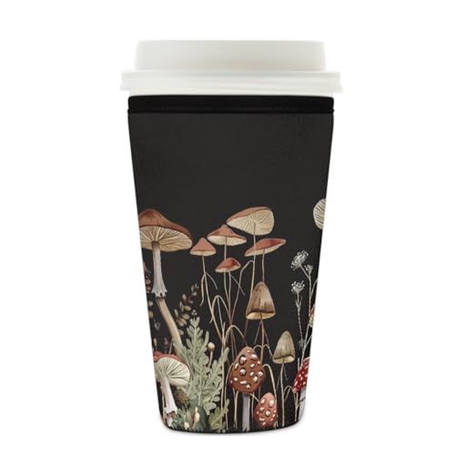 Wiederverwendbare Eiskaffeetassen-Hülle, Pilzpflanzen-Isolator, Neopren-Kaffeehülle für kalte Getränke, Pilzblätter, Getränkehalter, passend für 625 - 680 ml Tassen Wiederverwendbare Eiskaffeetassen-Hülle, Pilzpflanzen-Isolator, Neopren-Kaffeehülle für kalte Getränke, Pilzblätter, Getränkehalter, passend für 625 - 680 ml Tassen von Mexpekil