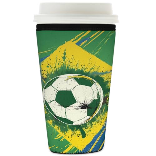 Wiederverwendbare Eiskaffeetassen-Hülle, Sportball, Fußball, Fußball, Isolator, Neopren, Kaffeehülle für kalte Getränke, Halter passend für 907 ml Tassen Wiederverwendbare Eiskaffeetassen-Hülle, Sportball, Fußball, Fußball, Isolator, Neopren, Kaffeehülle für kalte Getränke, Halter passend für 907 ml Tassen von Mexpekil