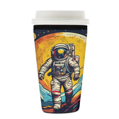 Wiederverwendbare Eiskaffeetassen-Hülle, Universum, Astronaut, Weltraum, Planet, Isolator, Neopren, Kaffeehülle für kalte Getränke, Halter, passend für 625 - 680 ml Tassen Wiederverwendbare Eiskaffeetassen-Hülle, Universum, Astronaut, Weltraum, Planet, Isolator, Neopren, Kaffeehülle für kalte Getränke, Halter, passend für 625 - 680 ml Tassen von Mexpekil