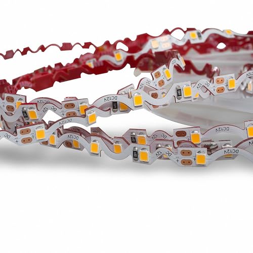 Bieg- und knickbar Mextronic LED Streifen LED Band LED Strip ZICK-ZACK 2835Z Warmweiß (2700K) 19,2W 2 Meter 12V IP20 von Mextronic