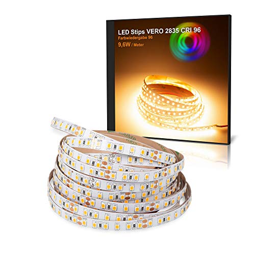 Mextronic LED-Strip/LED-Streifen warmweiß (2700K) - CRI 96, 48W, 5 Meter, 24V, IP20 von Mextronic