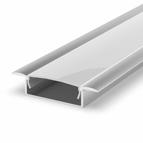 Mextronic Anodised Aluminiumprofil eloxierte Aluminium Profile LED Profil Alu Einlassprofil breit M14-1 opal Abdeckung 100CM Alu für LED Streifen Leisten von Mextronic