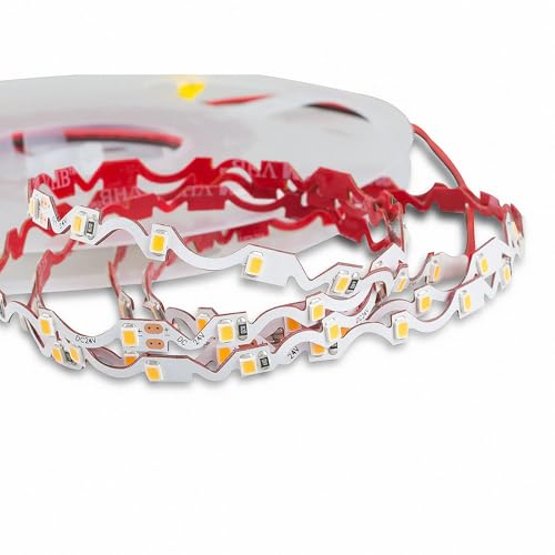 Mextronic Bieg- und knickbar LED Streifen LED Band LED Strip ZICK-ZACK 2835Z Kaltweiß (6000k) 48W 5 Meter 24V IP20 von Mextronic