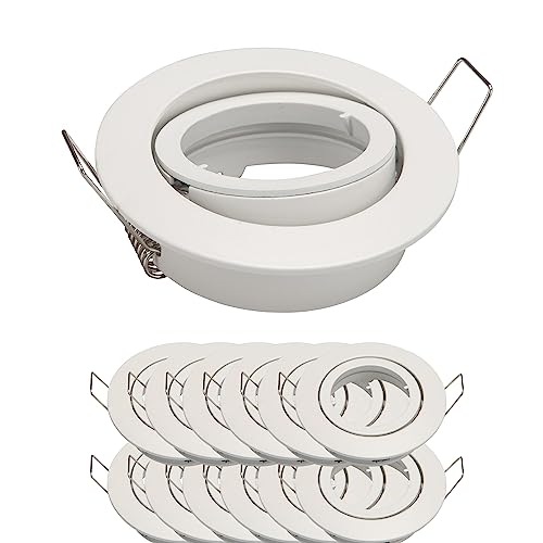 Mextronic Deckeneinbauring-GU10: 10x Einbaurahmen GU10 SET Mattweiß 818-MA Ø65 mm IP20 für GU10 LED Spot, LED Spot, normale Halogen von Mextronic