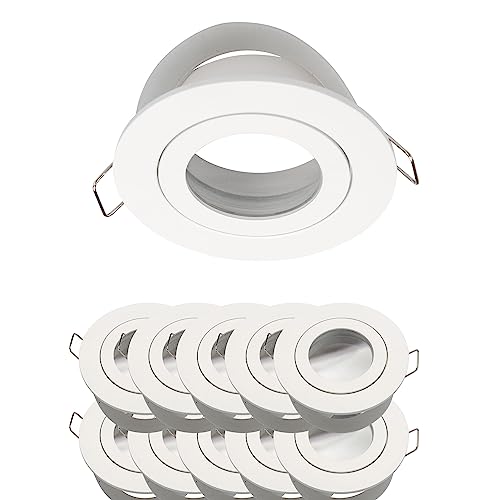 Mextronic Deckeneinbaurahmen: 10x Einbaurahmen Alu Silber geschleift 6711 Ø80 mm für Leuchtmittel GU10 | MR16 IP20 für LED Spot, normale Halogen von Mextronic