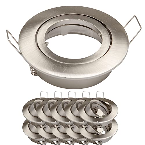 Mextronic Deckeneinbauring-GU10: 10x Einbaurahmen GU10 SET Satin-Nickel 818-SN Ø65 mm IP20 für GU10 LED Spot, LED Spot, normale Halogen von Mextronic