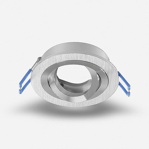 Mextronic Deckeneinbauring-GU10: Deckeneinbaurahmen schwenkbar rund Alu gebürstet 6611 Ø 80mm aus Aluminium für GU10 MR16 GU5,3 G4 LED Spot, LED Spot, normale Halogen von Mextronic