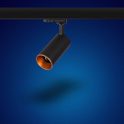 Mextronic GU10-3-PHASEN-STRAHLER: Dreh- und schwenkbarer Strahler für Schienensystem - 3-Phasen-Leuchte in schwarz gold (Genius L502) von Mextronic