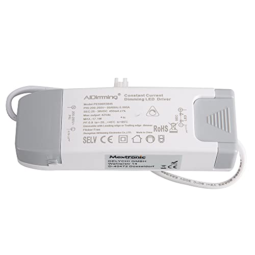 Mextronic LED Konstantstromquelle Trafo Dimmbar Flackfrei - Stromquelle Phasenabschnitte bis 15W 450mA - Transformator für Beleuchtung von Mextronic
