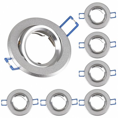 Mextronic einbaurahmen-mr16: 6x Einbaurahmen MR16 SET 68mm inkl MR16 12V Fassung 16302-4 aus Aluminium für MR16 GU5,3 12V LED Spot, LED Spot, normale Halogen von Mextronic