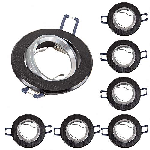 Mextronic einbaurahmen-mr16: 6x Einbaurahmen MR16 SET 68mm inkl MR16 12V Fassung 16302-5 aus Aluminium für MR16 GU5,3 12V LED Spot, LED Spot, normale Halogen von Mextronic