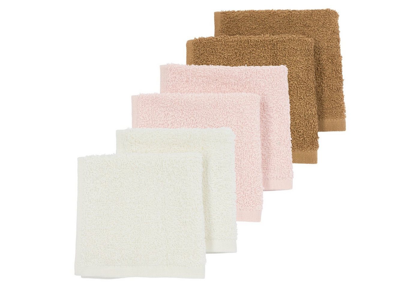 Meyco Baby Spucktuch Uni Offwhite/Soft Pink/toffee, (6-tlg), 30x30cm von Meyco Baby