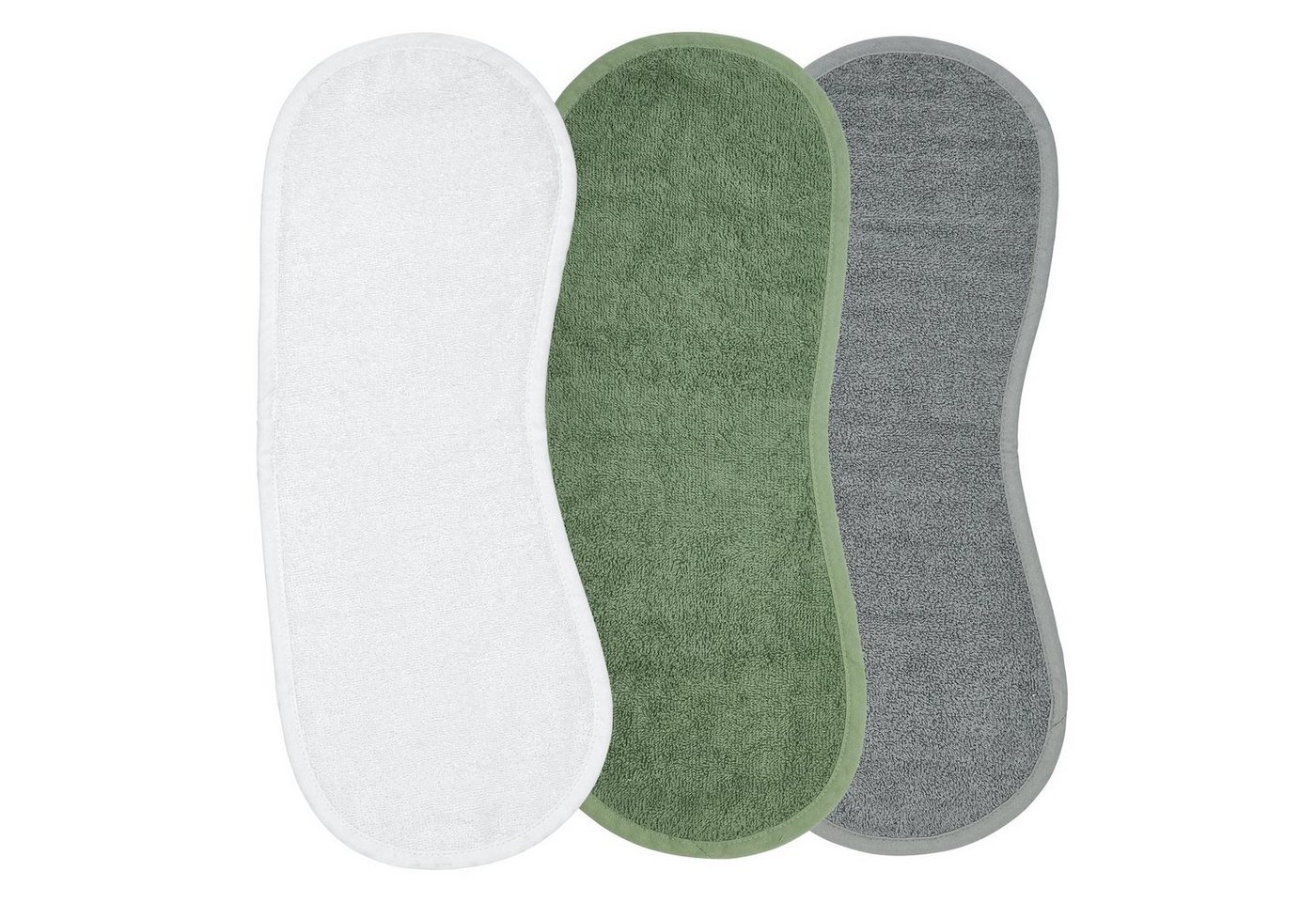 Meyco Baby Spucktuch Uni White/Forest Green/Grey, (3-tlg), 53x20cm von Meyco Baby