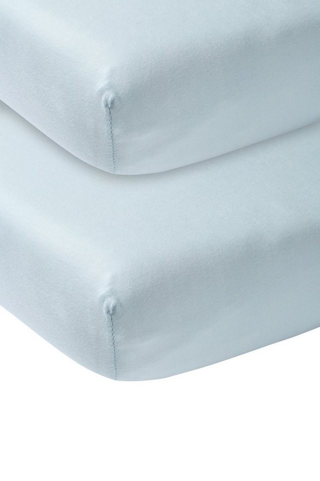 Meyco Baby Spannbettlaken Uni Light Blue, Jersey, Gummizug: Rundum, (2 Stück), 40x80/90cm von Meyco Baby
