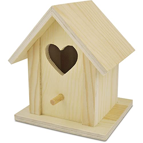 Deko Vogelhaus Herz aus Holz natur zum Bemalen, 10,5 x 10 x 12,8cm von Meyco Hobby