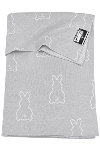 MEYCO Baby X MrsKeizer Rabbit Babydecke, gestrickte Wiegedecke (aus 100% weicher Baumwolle, vielseitig einsetzbar, einfache Pflege, atmungsaktiv, Größe: 75 x 100 cm), Silber von Meyco