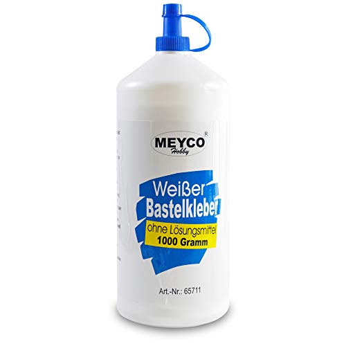 Meyco weißer Bastelkleber 1000 g - trocknet transparent - ohne Lösungsmittel - für Textil, Holz, Filz, Papier - Universalkleber mit Dosierspitze Meyco weißer Bastelkleber 1000 g - trocknet transparent - ohne Lösungsmittel - für Textil, Holz, Filz, Papier - Universalkleber mit Dosierspitze von Meyco
