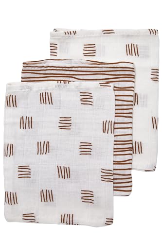 Meyco Baby Waschhandschuhe - Block Stripe Camel - 20x17cm - 3er Pack von Meyco