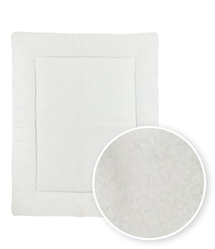 Meyco Baby Bouclé Laufgittereinlage (weiches und sicheres Material, modernes und schickes Design, trocknergeeignet, maschinenwaschbar, aus 100% Polyester, Größe: 80 x 100 cm), Offwhite von Meyco