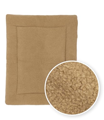 Meyco Baby Bouclé Laufgittereinlage (weiches und sicheres Material, modernes und schickes Design, trocknergeeignet, maschinenwaschbar, aus 100% Polyester, Größe: 80 x 100 cm), Toffee von Meyco