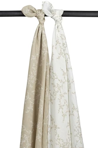 Meyco Baby Swaddle - Branches Sand - 120x120cm - 2er Pack von Meyco