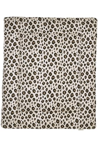 Meyco Baby Leopard Laufgittereinlage (Doppelseitiges Design, maschinenwaschbar, trocknergeeignet, Bezug aus 100% Baumwolle, Wattierung aus 100% Polyester, Größe: 80 x 100 cm), Sand Melange von Meyco
