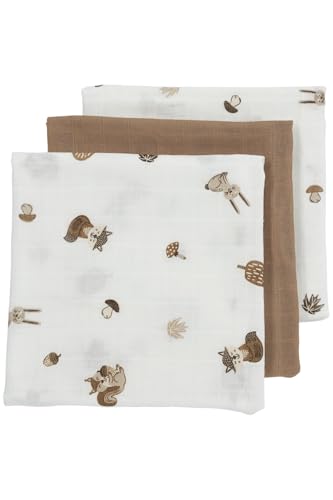 Meyco Baby Musselin Mullwindeln - Forest Animals Toffee - 70x70cm - 3er Pack von Meyco