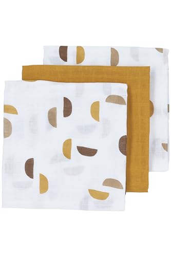 Meyco Baby Shapes Musselintücher, 3-teilig (Mullwindeln, Mulltücher aus 100% Baumwolle, saugstark & schnelltrocknend, multifunktional), Honey Gold von Meyco