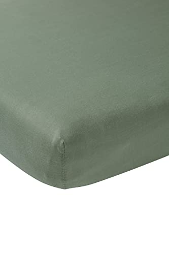 Meyco Baby Uni Spannbettlaken für das Kinderbett (Bettlaken mit weicher Jersey-Qualität, aus 100% Baumwolle, perfekte Passform durch Rundum-Gummizug, atmungsaktiv, Maße: 70 x 140 cm), Waldgrün von Meyco