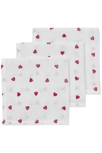 Meyco Baby Spucktücher - Sweet Heart Red - 30x30cm - 3er Pack von Meyco