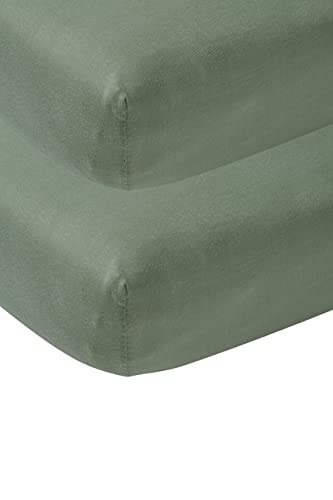 Meyco Baby Spannbettlaken Beistellbett - Uni Forest Green - 50x90cm - 2er Pack von Meyco