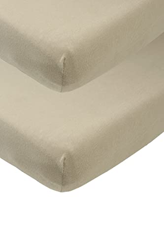 Meyco Baby Uni Spannbettlaken 2er Pack für das Kinderbett (Bettlaken mit weicher Jersey-Qualität, aus 100% Baumwolle, perfekte Passform durch Rundum-Gummizug, Maße: 70 x 140 cm), Taupe von Meyco