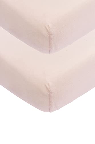 Meyco Baby Uni Spannbettlaken 2er Pack für das Kinderbett (Bettlaken mit weicher Jersey-Qualität, aus 100% Baumwolle, perfekte Passform durch Rundum-Gummizug, Maße: 70 x 140 cm), Soft Pink von Meyco