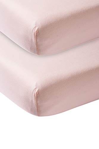 Meyco 563202 Jersey Spannbetttuch, 2er-Pack, 40x80/90 cm (Wiege), Hellrosa 100% Baumwolle von Meyco