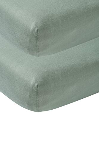 Meyco 563222 Jersey Spannbetttuch, 2-er-Pack, 40x80/90 cm (Wiege), Stone Green 100% Baumwolle, Steingrün von Meyco